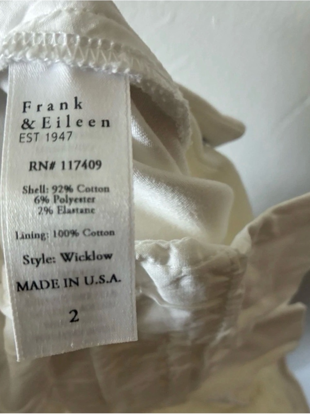 Frank & Eileen Wicklow White Cropped Jeans Raw Hem EUC - Picture 5 of 5